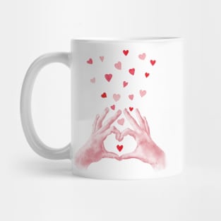 Hands heart sign print. Valentine's day art Mug